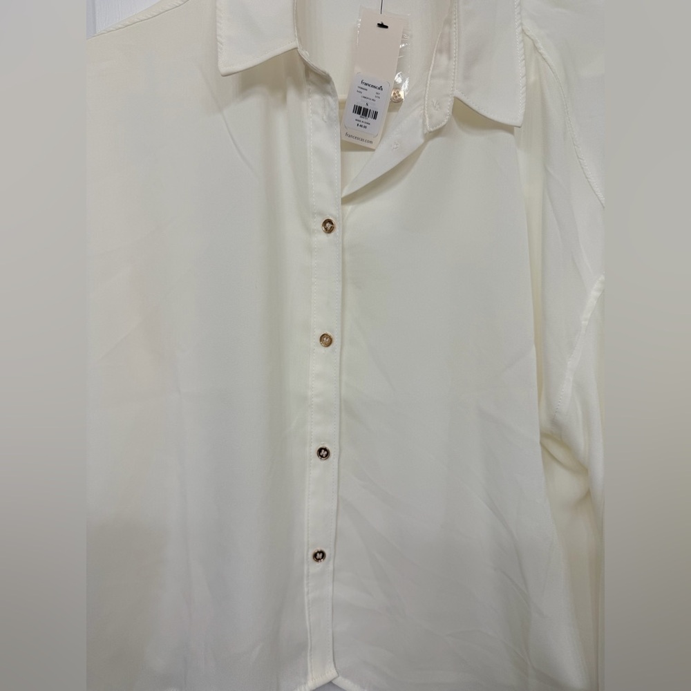 Francesca’s Cream Casual Button Down Shirt